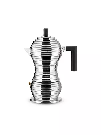 ALESSI | Espressomaschine PULCINA 3 Tassen Aluminium / Schwarz | silber