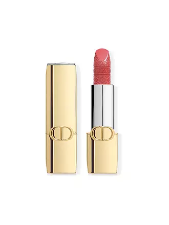 DIOR | Rouge Dior Limitierte Edition Couture Lippenstift - Goldenes Case und gravierter Stick (374 Royal Coral) | braun