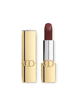 DIOR | Rouge Dior Limitierte Edition Couture Lippenstift - Goldenes Case und gravierter Stick (374 Royal Coral) | braun