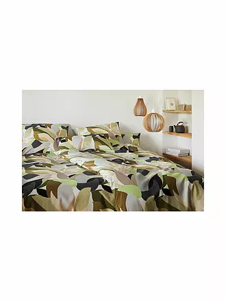 ELEGANTE | Satin-Bettwäsche 70x90cm/140x200cm NIGHT GARDEN Hellgruen | dunkelblau