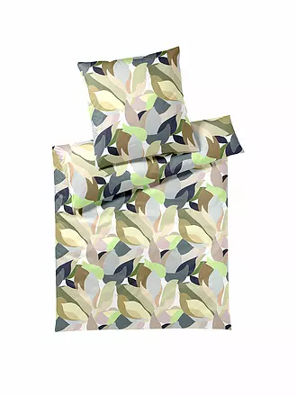 ELEGANTE | Satin-Bettwäsche 70x90cm/140x200cm NIGHT GARDEN Puder | hellgrün