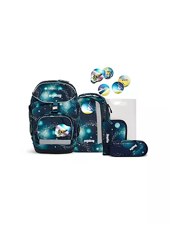 ERGOBAG | Schultaschen Set 6tlg PACK Galaxy Glow RaumfahrBär | dunkelblau