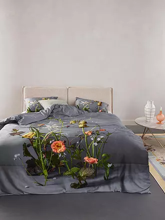 ESSENZA | Satin-Bettwäsche FABRICE 70x90cm/140x200cm Flower Ocher | grau