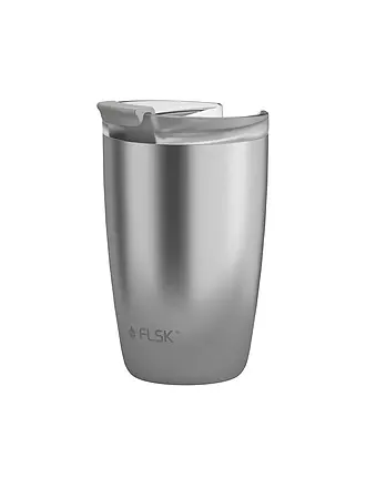 FLSK | Isolierbecher - Thermosbecher CUP Coffee to go-Becher 0,35l Edelstahl White | silber