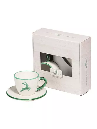 GMUNDNER KERAMIK | Tasse und Untertasse - Espresso for you Gourmet - 2-tlg  "Grüner Hirsch"  | 