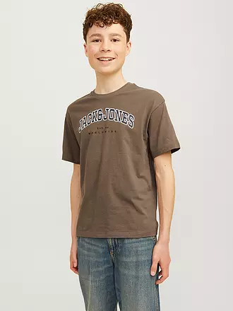 JACK & JONES | Jungen T-Shirt  JJECALEB VARSITY TEE | braun