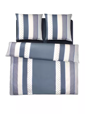 JOOP | Satin Bettwäsche Cornflower Stripes 2 x 70x90cm / 200x200cm Deep Coal | grau