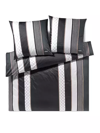 JOOP | Satin Bettwäsche Cornflower Stripes 2 x 70x90cm / 200x200cm Deep Stone | grau