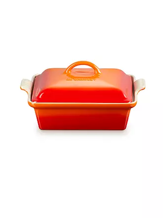 LE CREUSET | Auflaufform 23cm Tradition mit Deckel aus Steinzeug quadratisch Ofenrot | dunkelrot