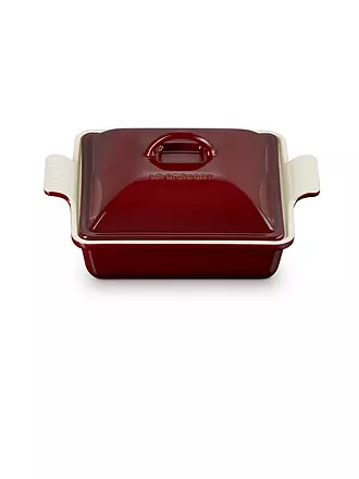 LE CREUSET | Auflaufform 23cm/1,9l Tradition mit Deckel aus Steinzeug quadratisch Garnet | dunkelrot