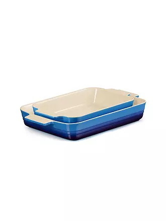 LE CREUSET | Auflaufform 2er-Set 25+32cm rechteckig KLASSIK Meringue | blau