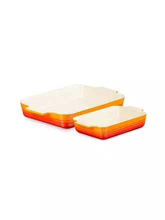 LE CREUSET | Auflaufform 2er-Set 25+32cm rechteckig KLASSIK Ofenrot | creme