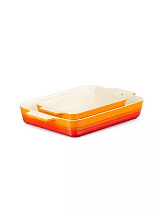 LE CREUSET | Auflaufform 2er-Set 25+32cm rechteckig KLASSIK Ofenrot | orange