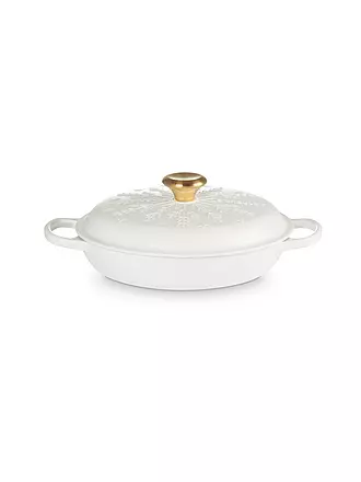 LE CREUSET | Gourmet-Profitopf Schneeflocke aus Gusseisen mit Goldknopf 26cm SIGNATURE Cotton | beige