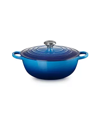 LE CREUSET | Gusseisen-Bräter mit Deckel 26cm LA MARMITE SIGNATURE Azure | creme