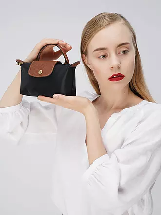 LONGCHAMP | Le Pliage Original Pochette mit Henkel, Papier | schwarz