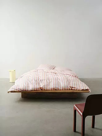 MARC O'POLO HOME | Satin Bettwäsche CLASSIC STRIPE 70x90cm/140x200cm Navy | rosa