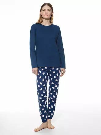 MEY | Pyjama SCRIBBLED DOTS | dunkelblau