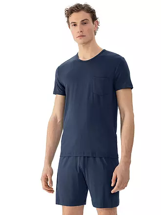 MEY | Pyjama T-Shirt JEFFERSON fossil grey | dunkelblau