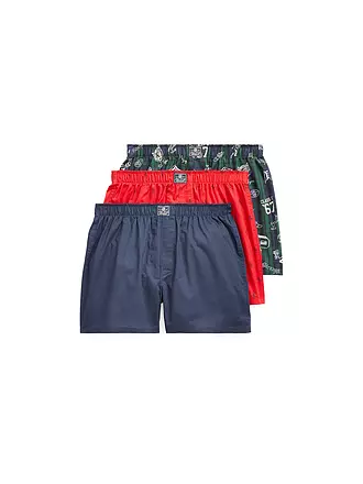 POLO RALPH LAUREN | Boxershorts 3er Pkg. blau rot gemustert | dunkelblau