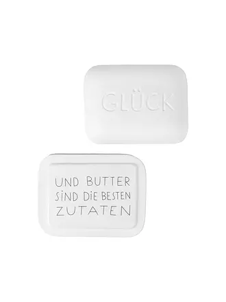 RAEDER | Butterdose GUTEN MORGEN 14,5x11,5cm Glück | weiss