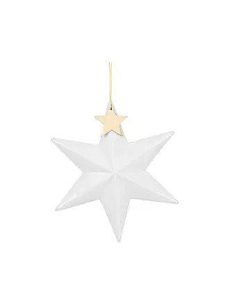 RAEDER | Weihnachts Porzellanstern Silberstern 10cm Weiss / Gold | weiss