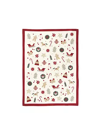 SANDER | Geschirrtuch ALL 4 X-MAS  50x70cm Red / Green | hellbraun