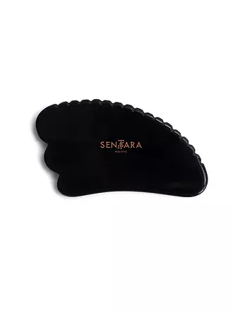 SENTARA | Massagestein - Gua Sha Horn mit Zähnen Schwarz | 