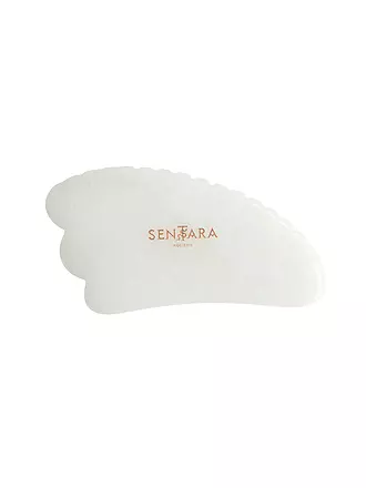 SENTARA | Massagestein - Gua Sha Horn mit Zähnen Weisse Jade | weiss