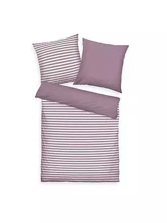 TOM TAILOR | Bettwäsche RENFORCE QUERSTREIFEN 70x90cm  / 140x200cm Cozy Mauve/Crisp White | dunkelblau