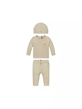 TOMMY HILFIGER | Baby Set 3-tlg. Pullover, Hose und Mütze | beige