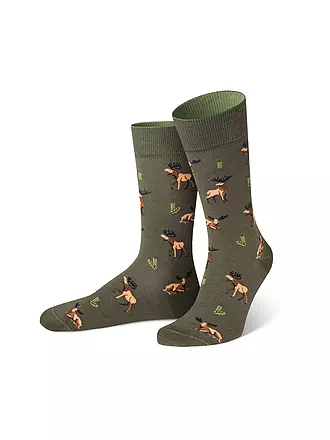 VON JUNGFELD | Socken CAT mittelblau | olive