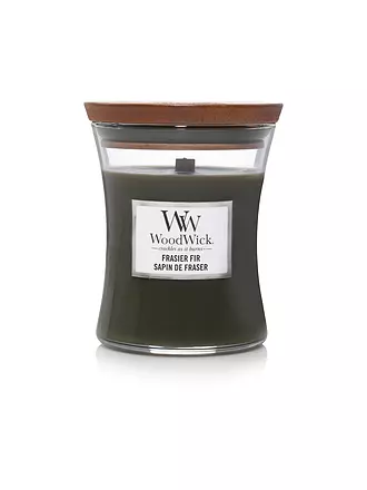 WOODWICK | Duftkerze mit Knisterdocht SANDUHR Medium 275g Phantom Cherry | dunkelgrün