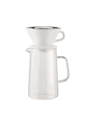 ALESSI | Kaffee Set 3-tlg SLOW COFFEE Glas/Weiss/Edelstahl