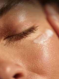 Eine Person in einem weißen Hemd lächelt, während sie zwei kleine, gebogene Objekte unter ihren Augen hält. Über ihrem Kopf erscheint das Wort "TEMPRASTONES".