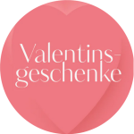 Das Bild zeigt ein rosa Herz mit dem Text „Valentinsgeschenke“ in eleganter weißer Schrift in der Mitte.