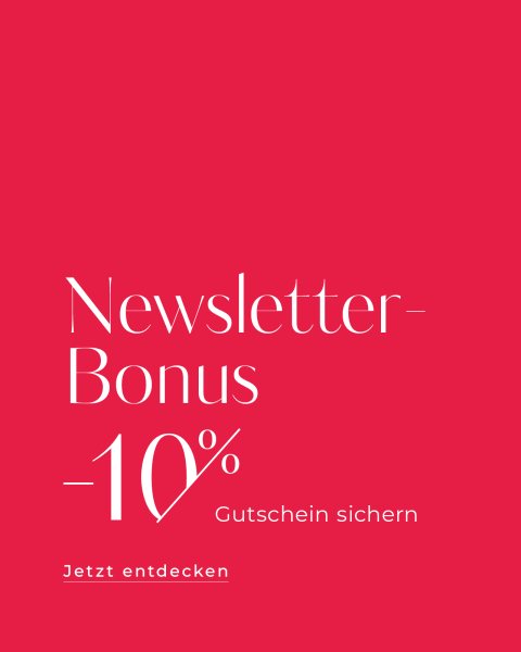 Roter Hintergrund mit weißem Text in deutscher Sprache, der einen Newsletter-Bonus anbietet: "Newsletter-Bonus -10% Gutschein sichern." Darunter, in kleinerer Schrift: "Jetzt entdecken", mit der Aufforderung, sich einen 10%-Rabattgutschein zu sichern.