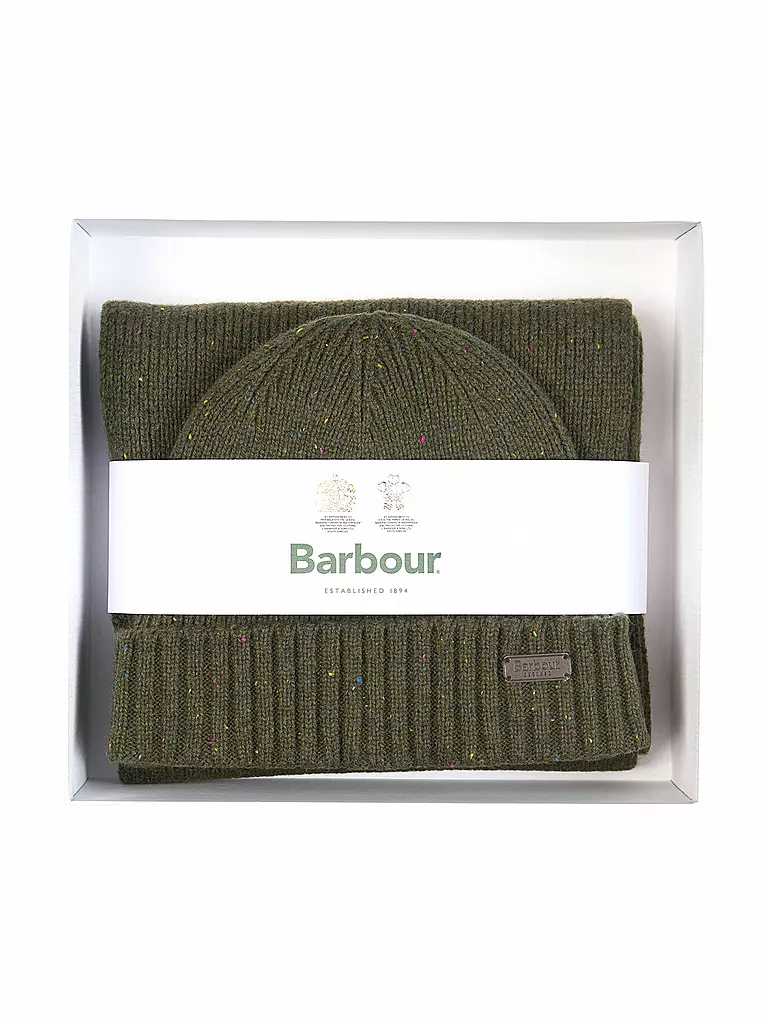 BARBOUR | Geschenkset Haube und Schal DONEGAL | olive