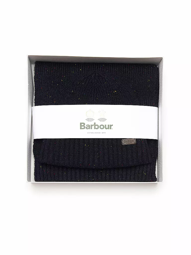 BARBOUR | Geschenkset Haube und Schal DONEGAL | dunkelblau