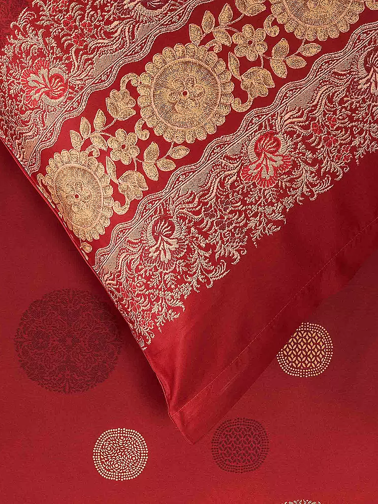 BASSETTI | Satin Bettwäsche PALLAVICINO 70x90cm/140x200cm Rot | hellgrau