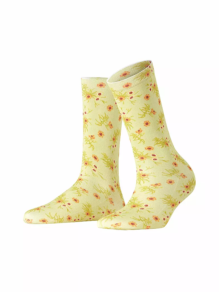 BURLINGTON | Socken FLORAL ROMANCE 36-41 lemon | hellgrün