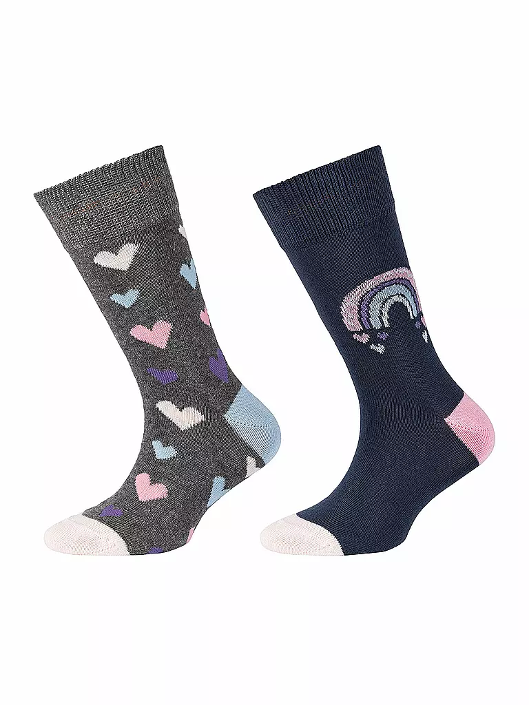 CAMANO | Mädchen Socken 2er Pkg. Dark Grey Melange  | grau