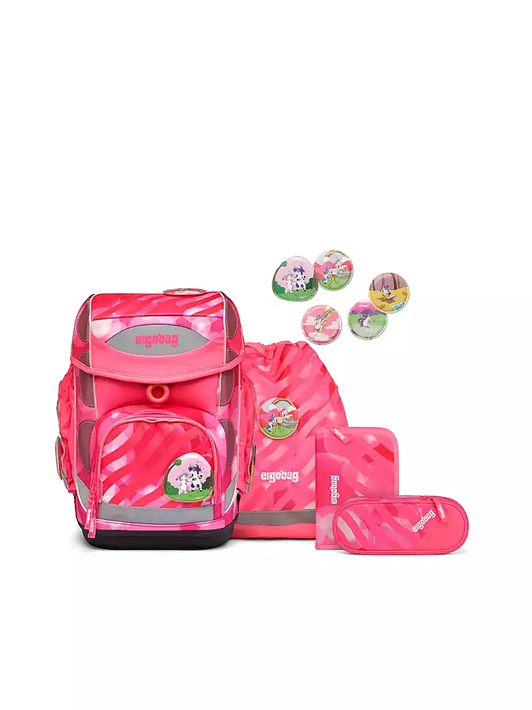 ERGOBAG | Schulrucksack-Set 5tlg. Cubo Kunterbuntes Einhorn | pink