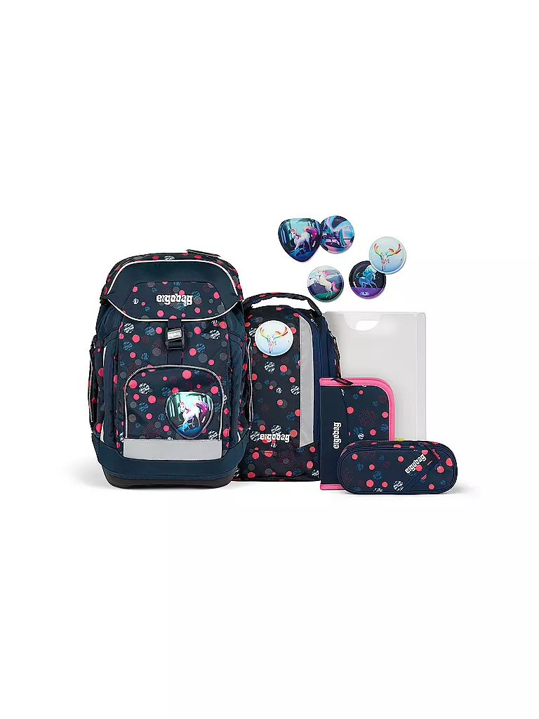 ERGOBAG | Schultaschen Set 6tlg MAXI Reflex Glow - PhantBärsiewelt  | dunkelblau