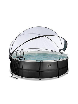 EXIT TOYS | Black Leather Pool 488x122cm mit Abdeckung und Sandfilter- und Wärmepumpe - schwarz