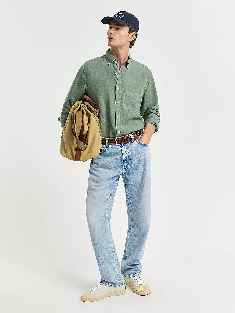 GANT | Leinenhemd Regular Fit  | olive