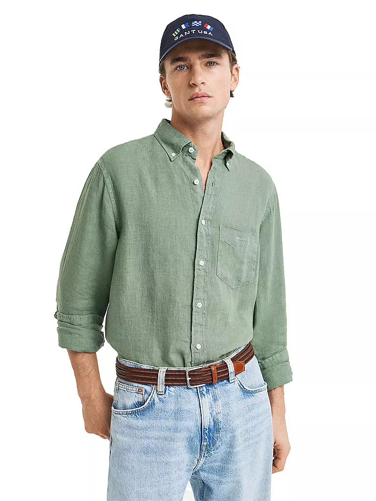 GANT | Leinenhemd Regular Fit  | olive