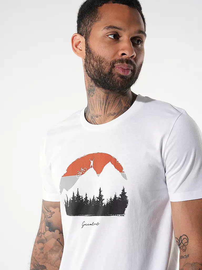 GREENBOMB | T-Shirt GUIDE NATURE FOREST HAPPY | weiss