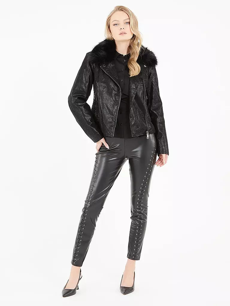 GUESS | Lederjacke NEW OLIVIA | schwarz