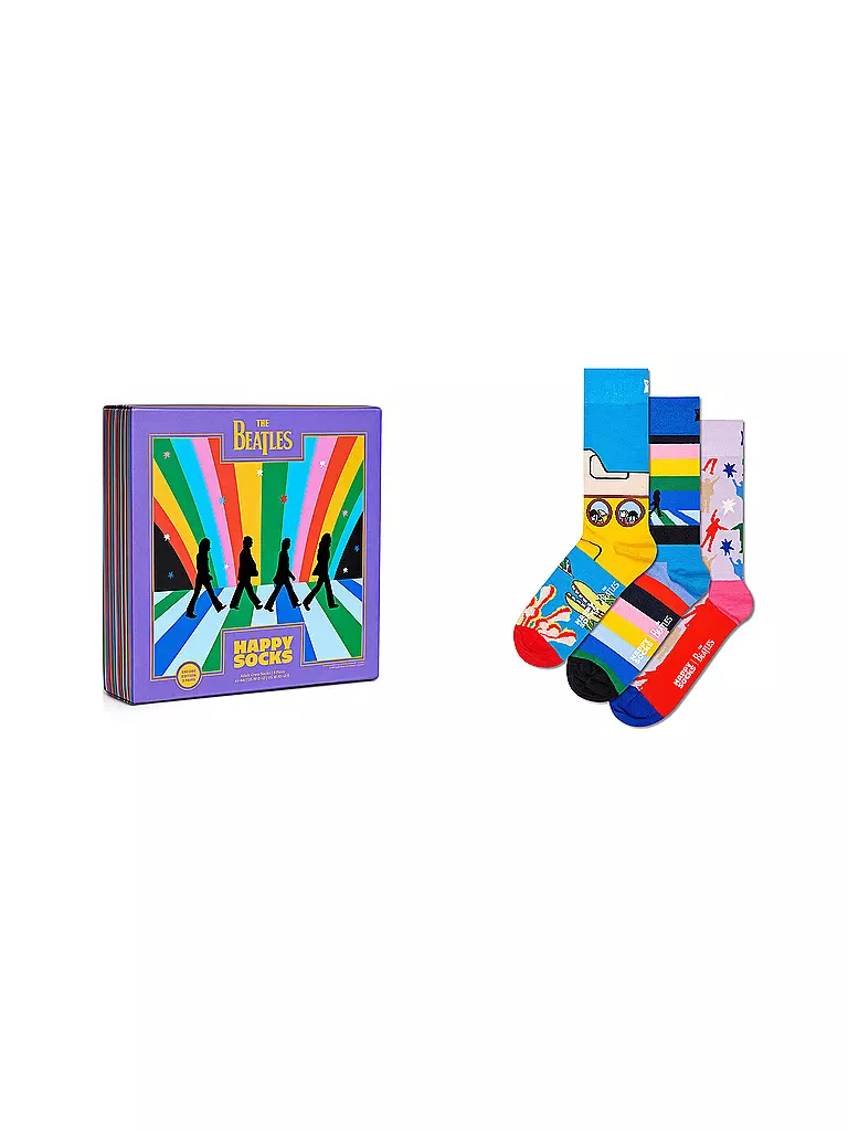 HAPPY SOCKS | Herren Geschenkbox Socken BEATLES 3er Pkg 41-46 turquoise | bunt